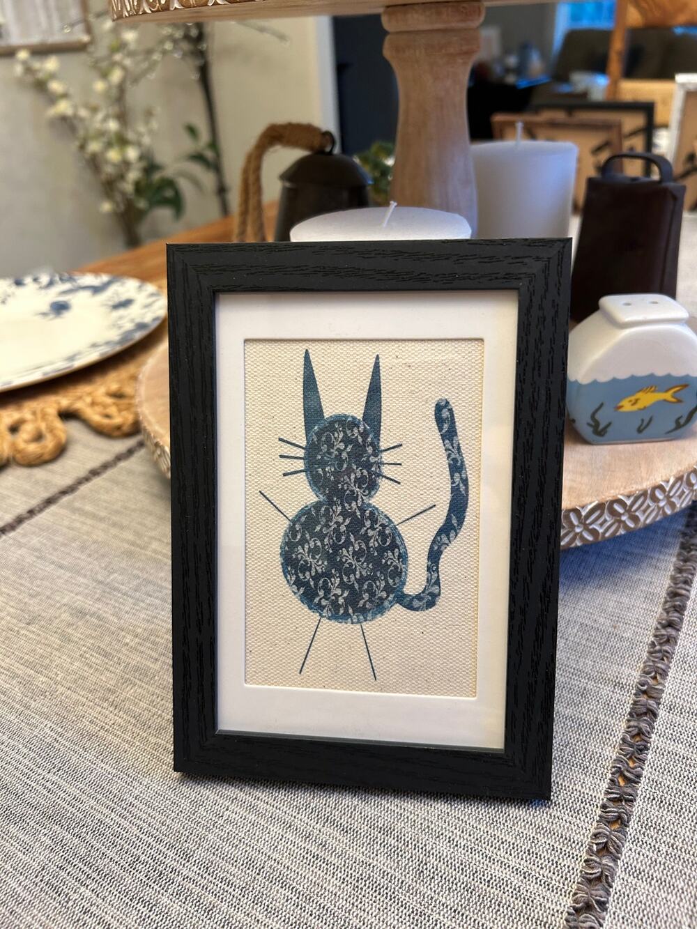 Kitty Cat Cat Mini Picture Frame Original Art Canvas Wall Art Decor Sassafras